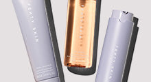 Product shot of Fenty Skin products on a lavender background.