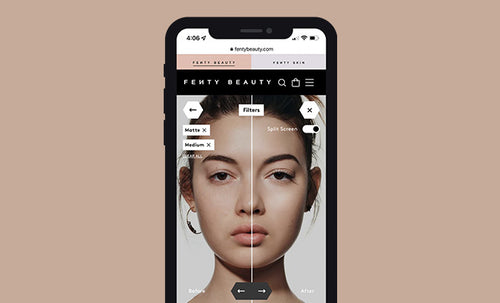 Split face model using shade finder to compare her face with and without the foundation. Split face model using shade finder to compare her face with and without the foundation.